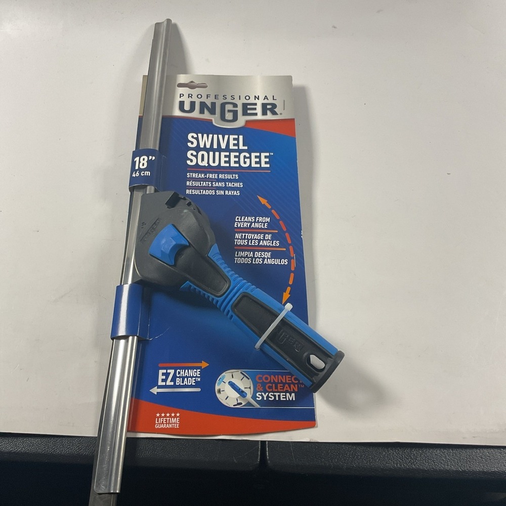 18" Swivel Window & Glass Cleaning Squeegee with EZ Change Streak Free Results